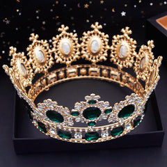 Vintage Royal Queen Wedding Crown Large Diadem Crystal Tiaras Circle Prom Pageant Headdress Bridal Jewelry Head Ornaments