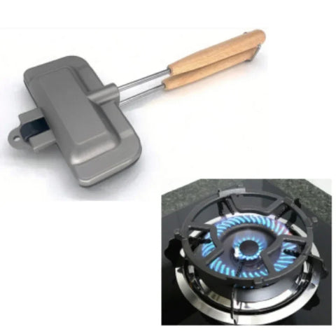 Double-Sided Sandwich Pan Non-Stick Foldable Grill Frying Pan for Bread Toast Breakfast Machine Pancake Maker