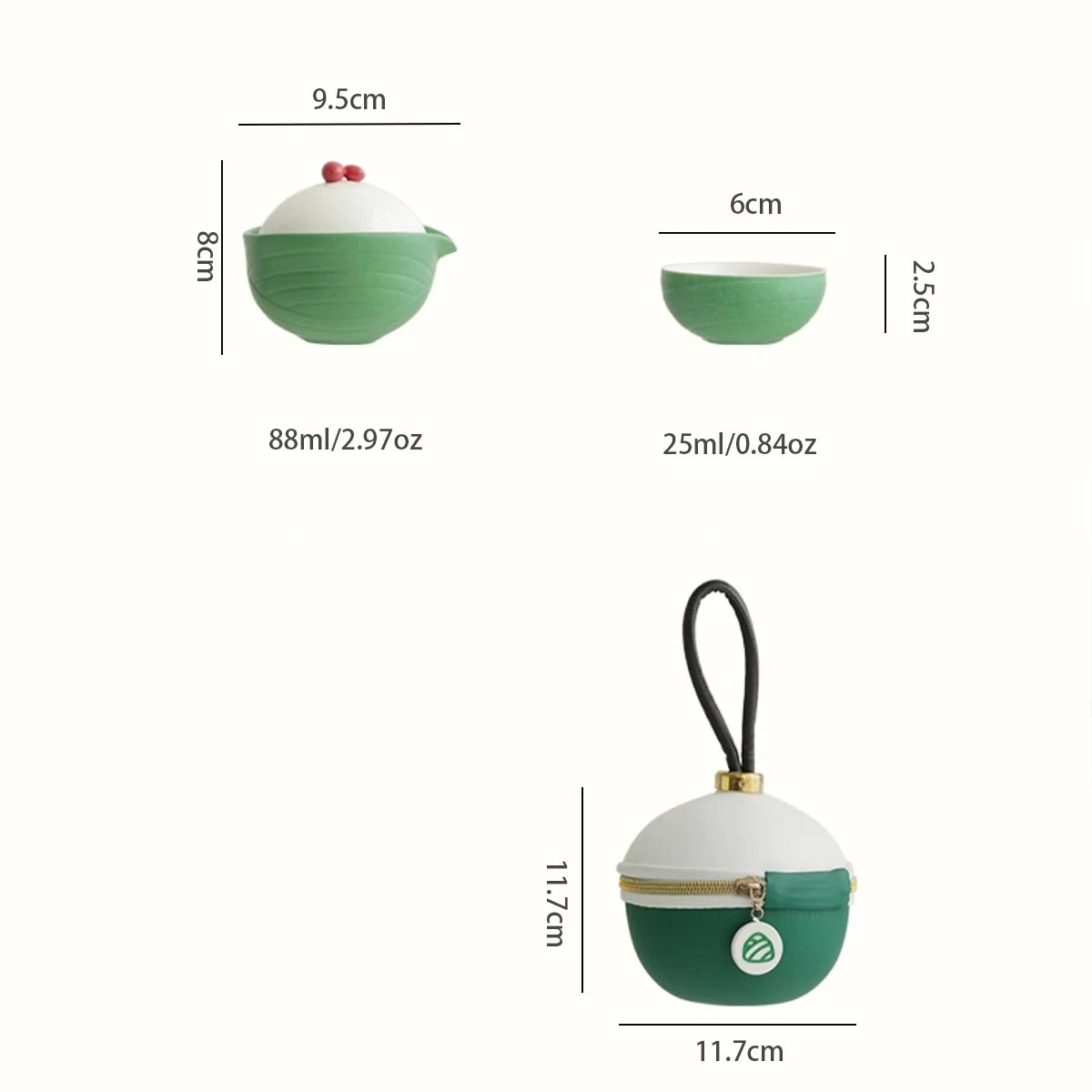 1 set Zongzi portable travel tea set outdoor travel single tea set simple teapot camping quick cup creative tea cup