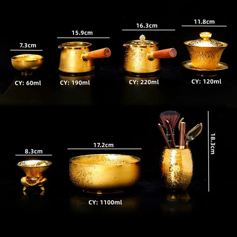 New 24k Gold-plated Tea Set Luxury Kung Fu Tea Set Chinese Traditional Tea Set High-end Bone China Teapot And Tea Cup With Dish