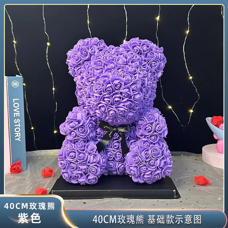 1pc Artificial Rose Bear Flower a Gift for Women Christmas Valentine's Day Birthday Anniversary Supplies  Party Decoration