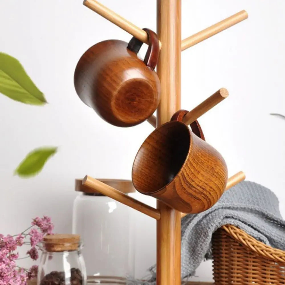 1pc Wooden Mugs  Vintage Teacup Handmade Wood Mug Coffee Espresso Tea Cups, Tea cup Trumpet cup For Kitchen Living Room