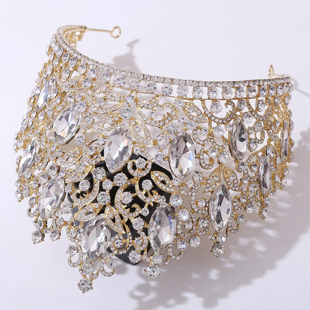 KMVEXO Luxury Big Forest Crystal Rhinestone Crown Wedding Tiara Bridal Hair Accessories Crown Party Wedding Headwear Gift