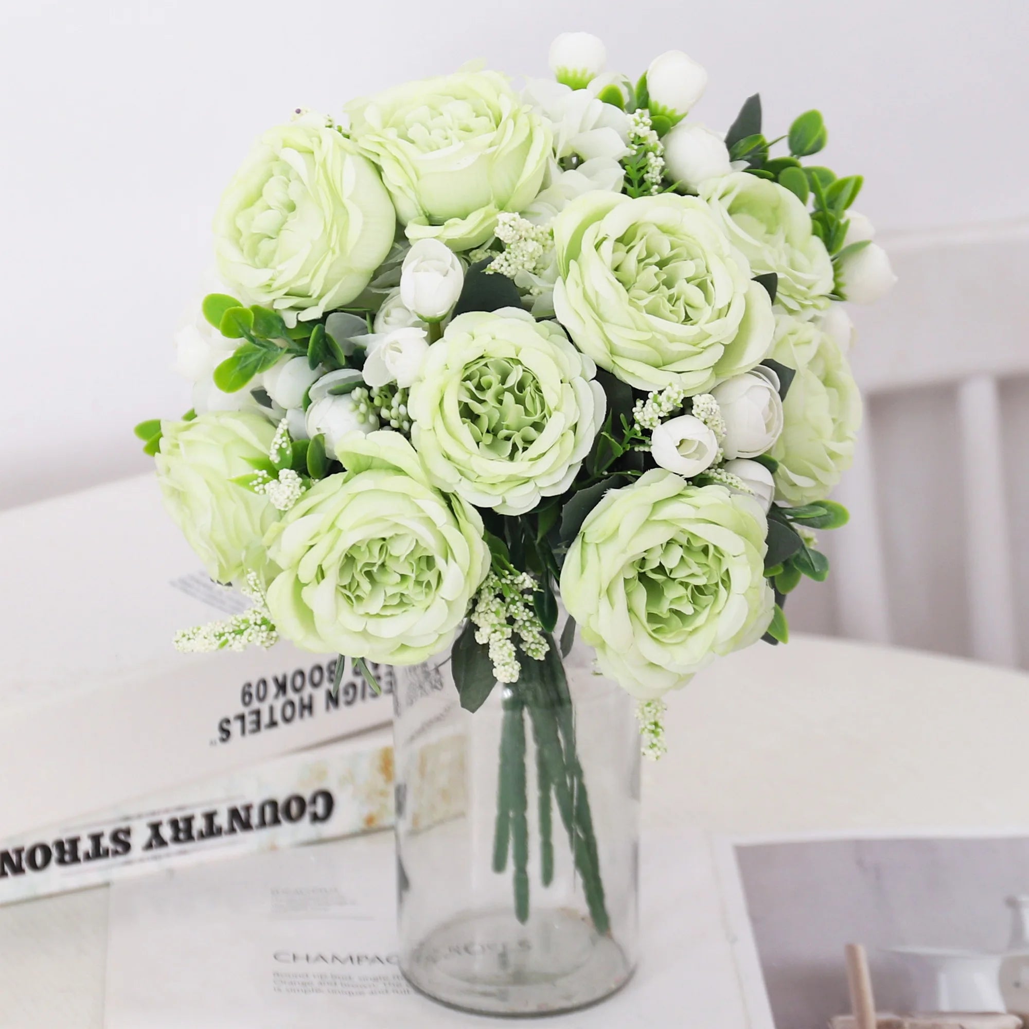 Artificial Flowers Peony Silk Hydrangea Christmas Decoration Valentine's Day Gift Home Wedding Bride Fake Bouquet Accessories
