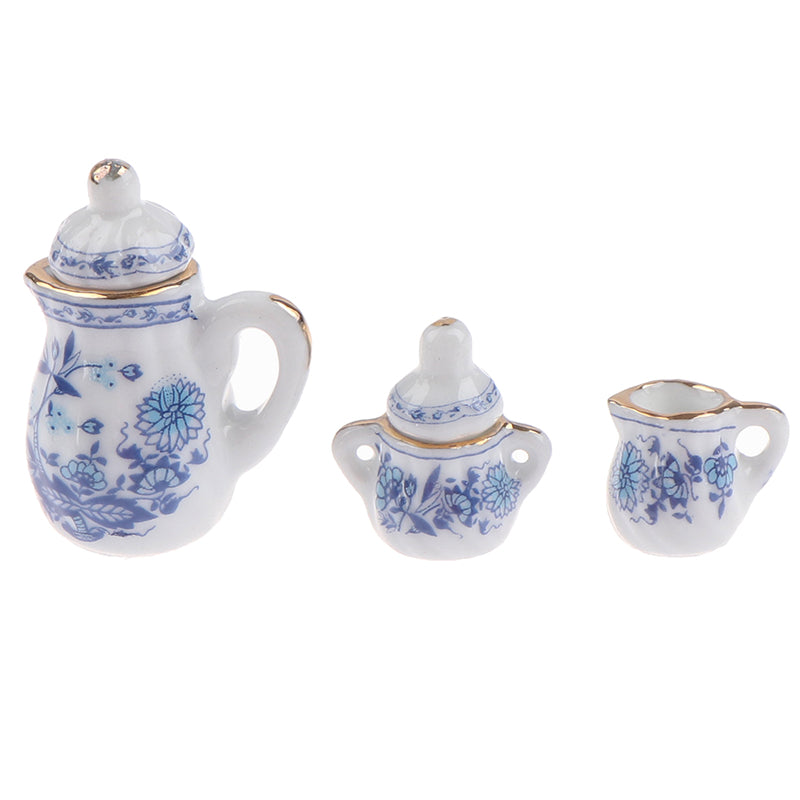15Pcs 1:12 Dollhouse Miniature Tableware Porcelain Ceramic Tea Cup Set Model Kitchen Accessories For Doll House Decor Toys Gift