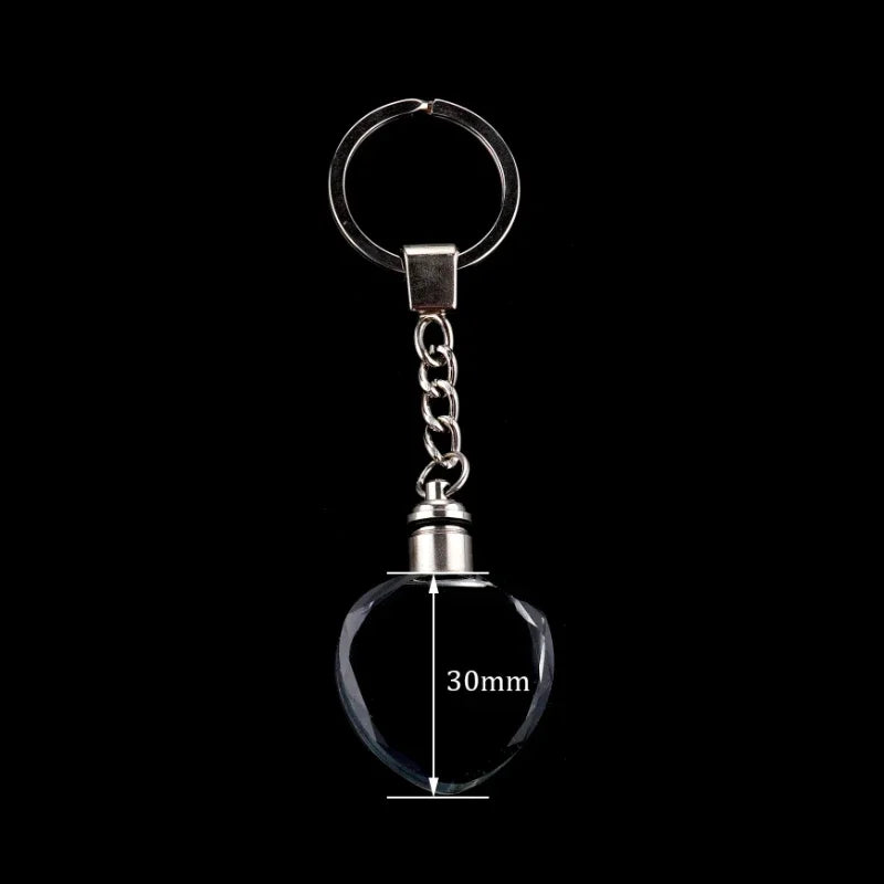 Crystal Keyring with LED Light inside Free Engrave any Design Crystal Blank Key Ring Custom Logo Family Photo DIY Birthday Gifts