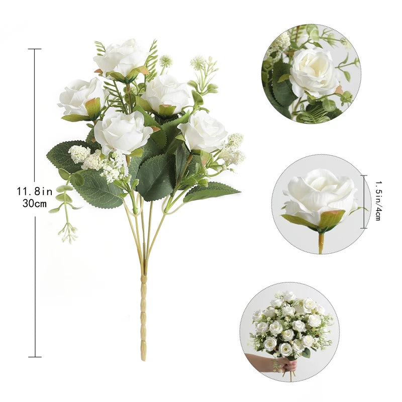 1/3Pcs Artificial Rose Flowers Bouquet for Home Room Decor Fake Flowers Garden Wedding Party Decoration Outdoor Christmas Decor