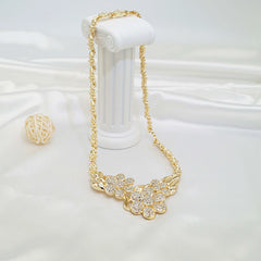 Elegant Women's Jewelry Set with Exquisite Flower Pendant Necklace Earrings  Ring and Gold-plated Bracelet Holiday Gifts