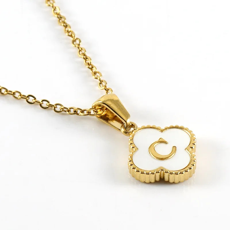 Gifts for Party Guests Stainless Steel Pendant with Initial Letter Lucky Shell Gold Color Necklace for Women Jewelry Gift