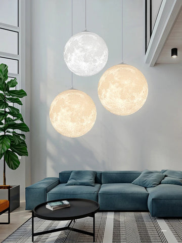 Nordic Ceiling Chandelire 3D Printing Moon Light Children's Room Bedroom Kitchen Pendant Lamp Indoor Decor Planet Small Chandeli