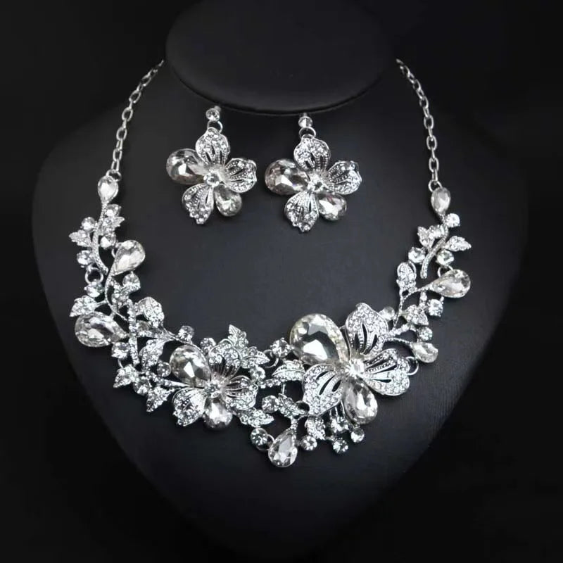 Zlxgirl jewelry Classice Fashion women's wedding jewelry sets colorful Enamel flower necklace with earring accessory