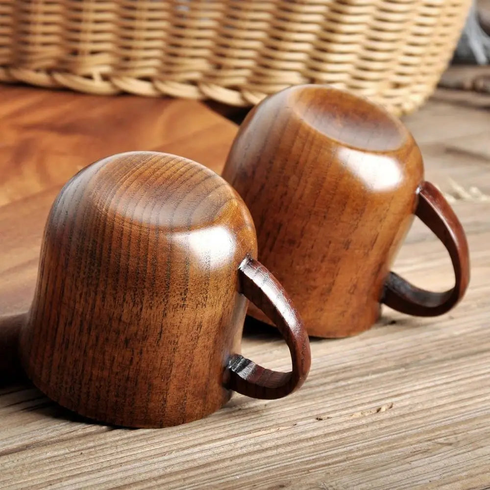 1pc Wooden Mugs  Vintage Teacup Handmade Wood Mug Coffee Espresso Tea Cups, Tea cup Trumpet cup For Kitchen Living Room