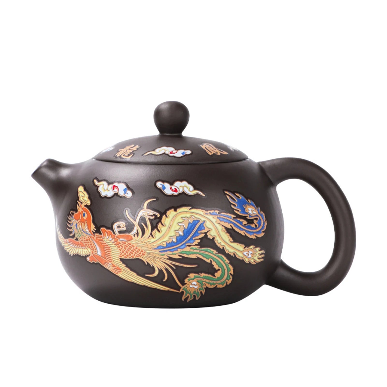 Vintage Dragons Phoenixs Purple Clay Teapot Anti-Scald Handle Tea Brewer Gift For Tea Lover Teapot Ceramics And Pottery Tea Cup