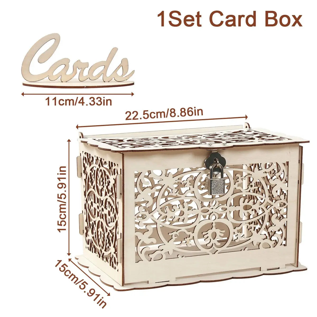 Wooden Wedding Gifts Card Boxes With Lock Mr&Mrs Couple Flower Pattern Envelope Sign Cards Wood Box DIY Rustic Wedding Supplies