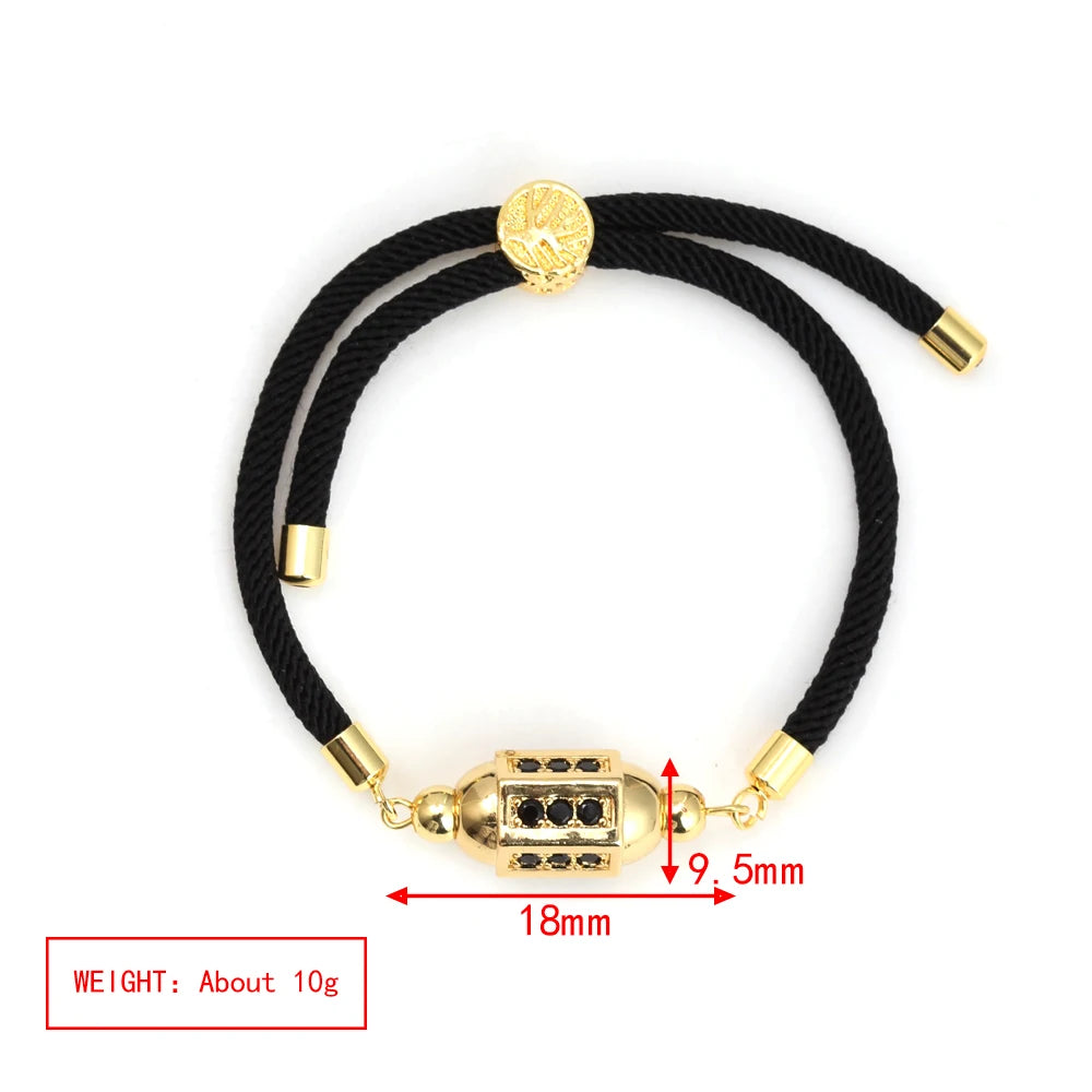 Enamel Tube Spacer Colored Zircon Beads Charm Bracelet For Women Adjustable Leaf Buckle Pull Rope Boho Summer Beach Jewelry Gift