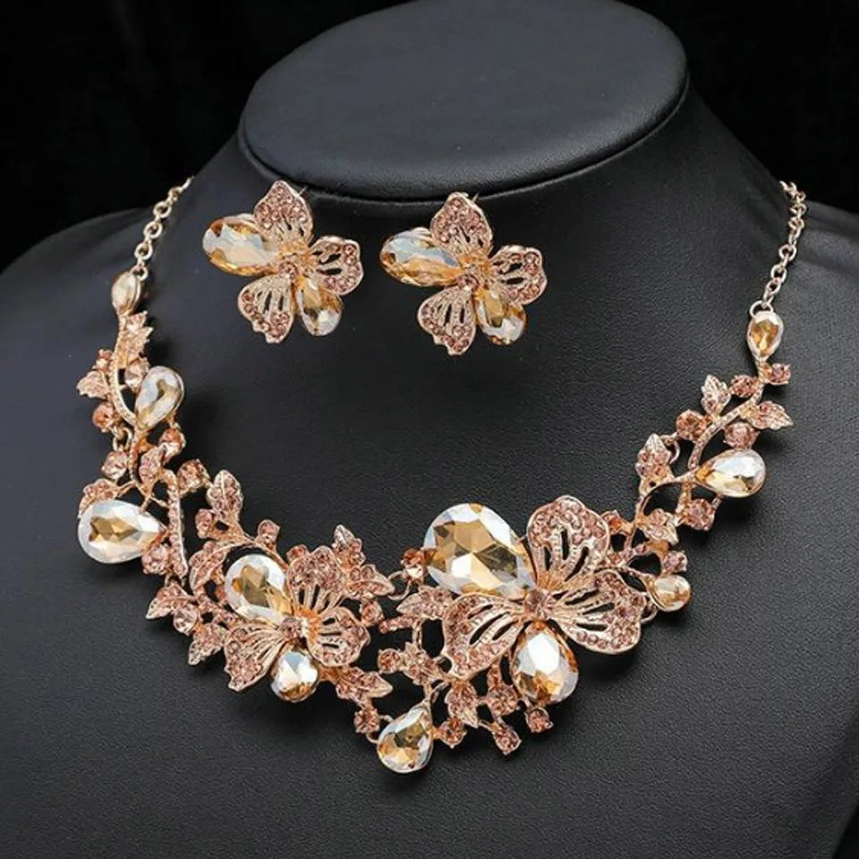 Zlxgirl jewelry Classice Fashion women's wedding jewelry sets colorful Enamel flower necklace with earring accessory