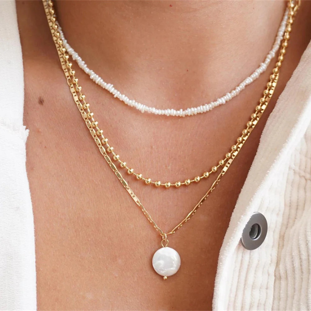 Bohemian Multilayer Handmade Mixed Chain For Woman Fashion Necklaces Water Droplet Crystal Pendant Jewelry Gift 2023 New