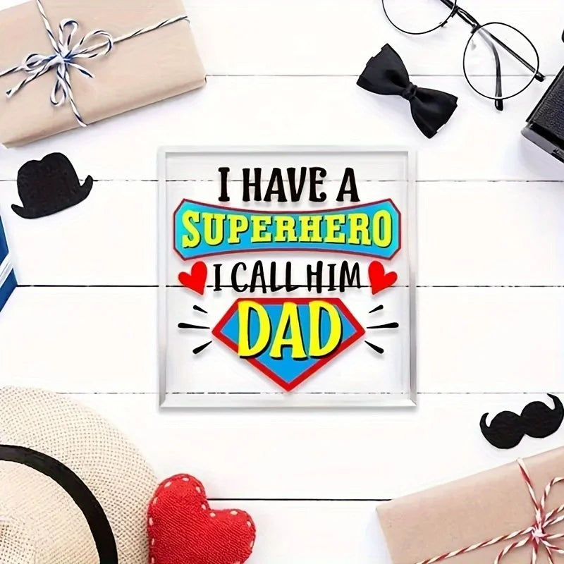 1pc, Father's Day Keepsake Gift For Dad, I Have A Hero, I Call Him Dad, Gifts For Dad From Son Daughter, Gift For Dad Grandpa