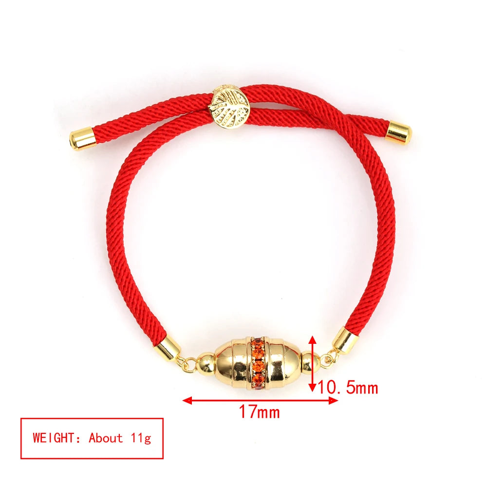 Enamel Tube Spacer Colored Zircon Beads Charm Bracelet For Women Adjustable Leaf Buckle Pull Rope Boho Summer Beach Jewelry Gift
