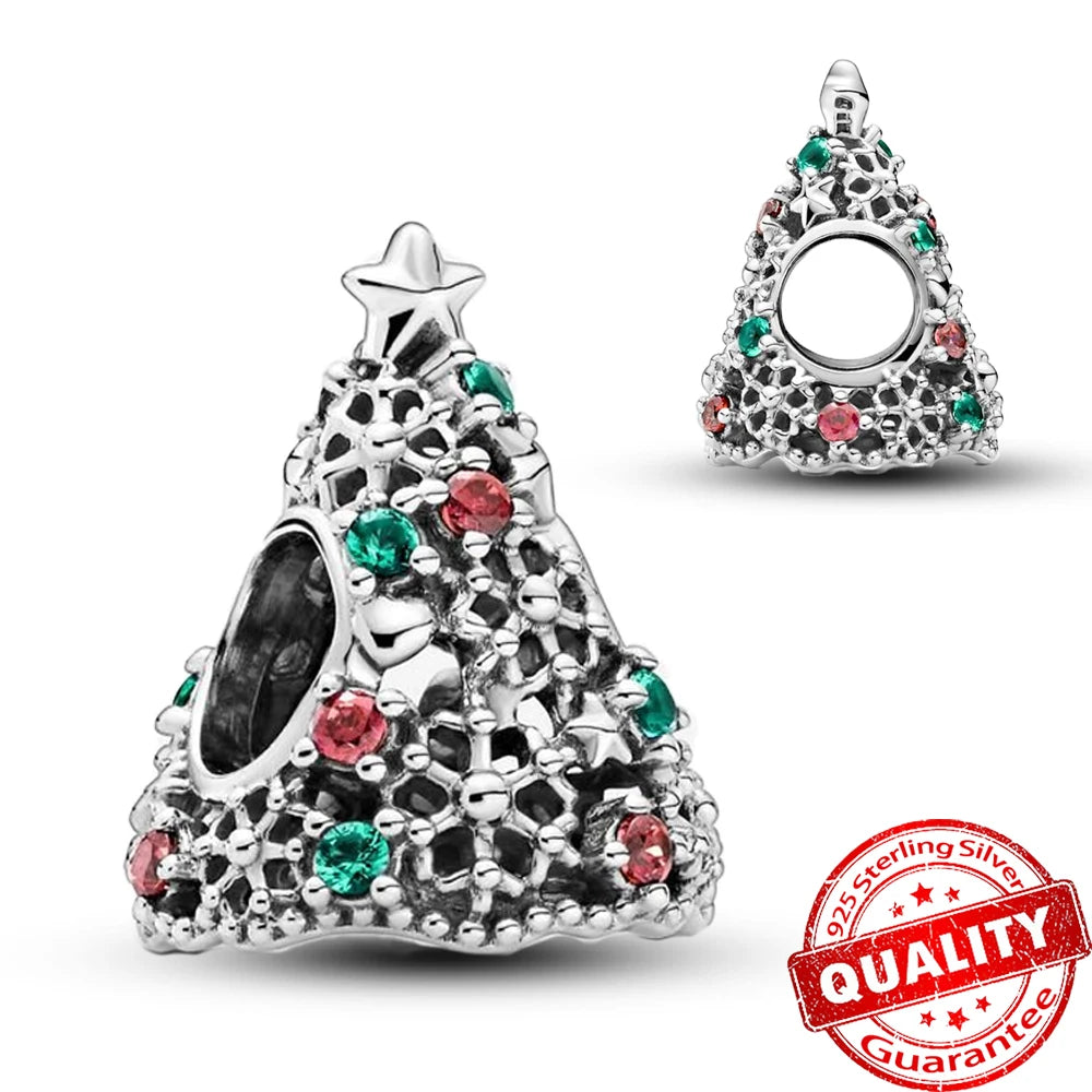 Christmas Series 925 Sterling Silver Gift Box Elk Crystal Ball Love Hot Air Balloon Charms Fit DIY Bracelet Necklace Holiday
