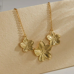 Gold Color Flower Shaped Earrings Necklace For Women Fashion Personality Flower Ring Bracelet Party Daily Jewelry