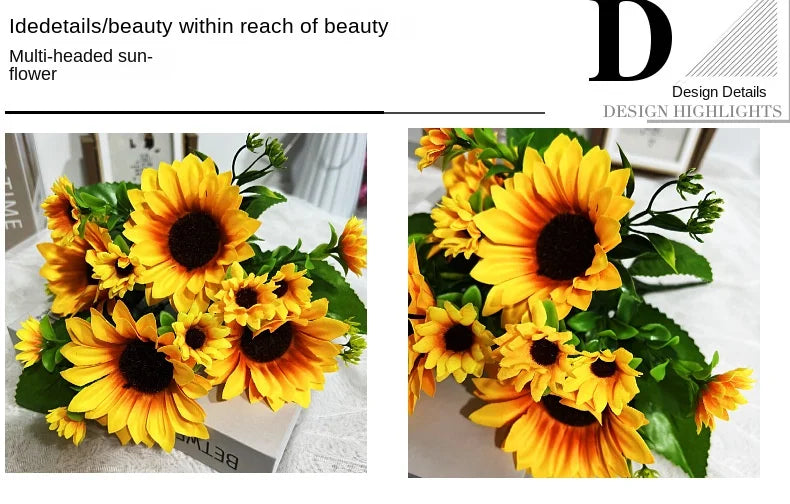 Artificial Sunflower Bouquet Silk Sunflower Fake Flowers DIY Wedding Bouquet Decoration Arrangement Party Home Decor Gift