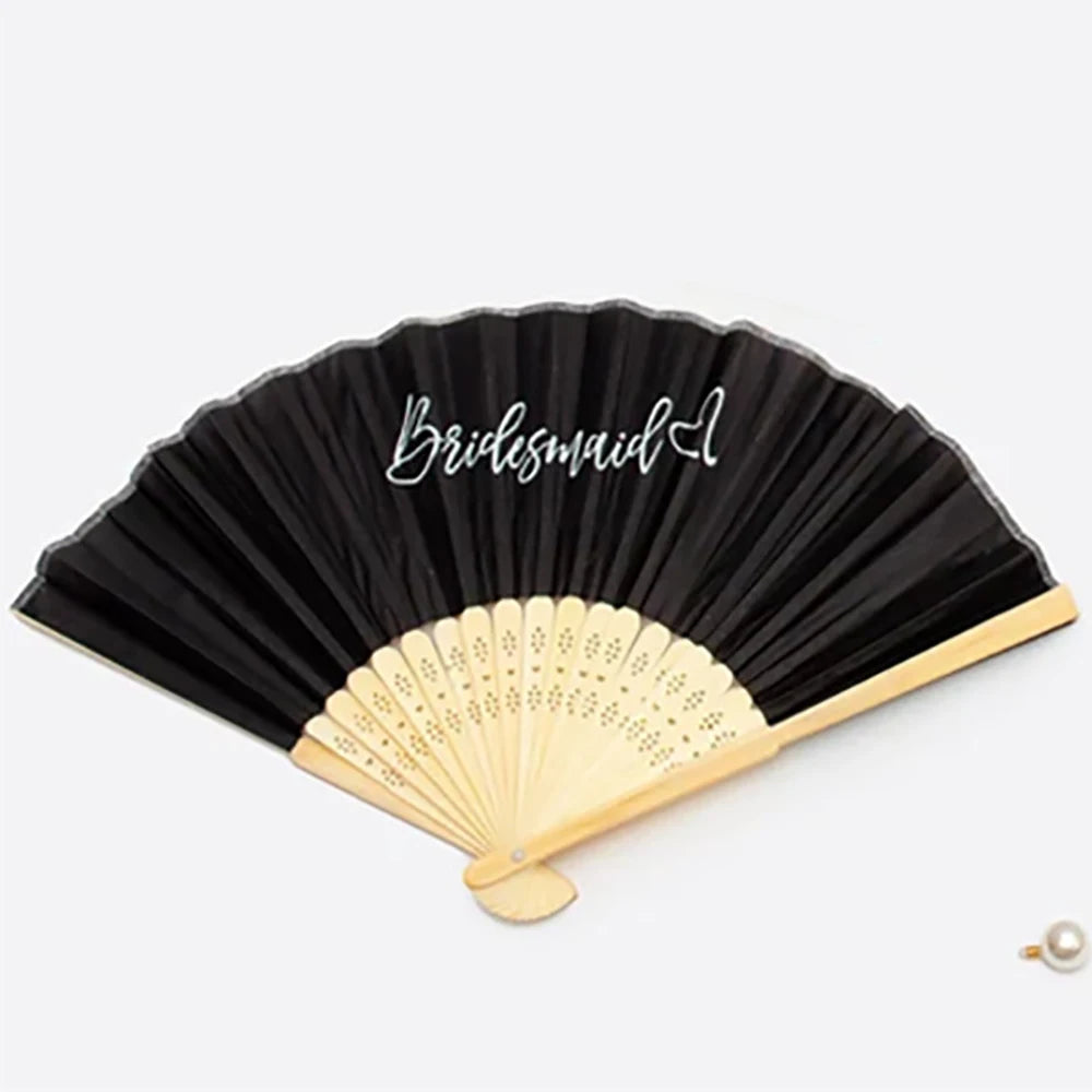 The Bride Folding Fans Foldable Bamboo Fans Souvenir Gifts Wedding Party Anniversary Day Outdoor Gathering Decor DIY Accessories