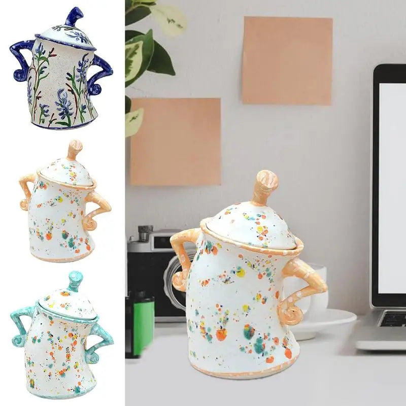 Teapot With Attitude Creative Tea Storage Cup Mugs Food Jars Coffe Milk Storage Canisters Home Decor Anthropomorphic Jar