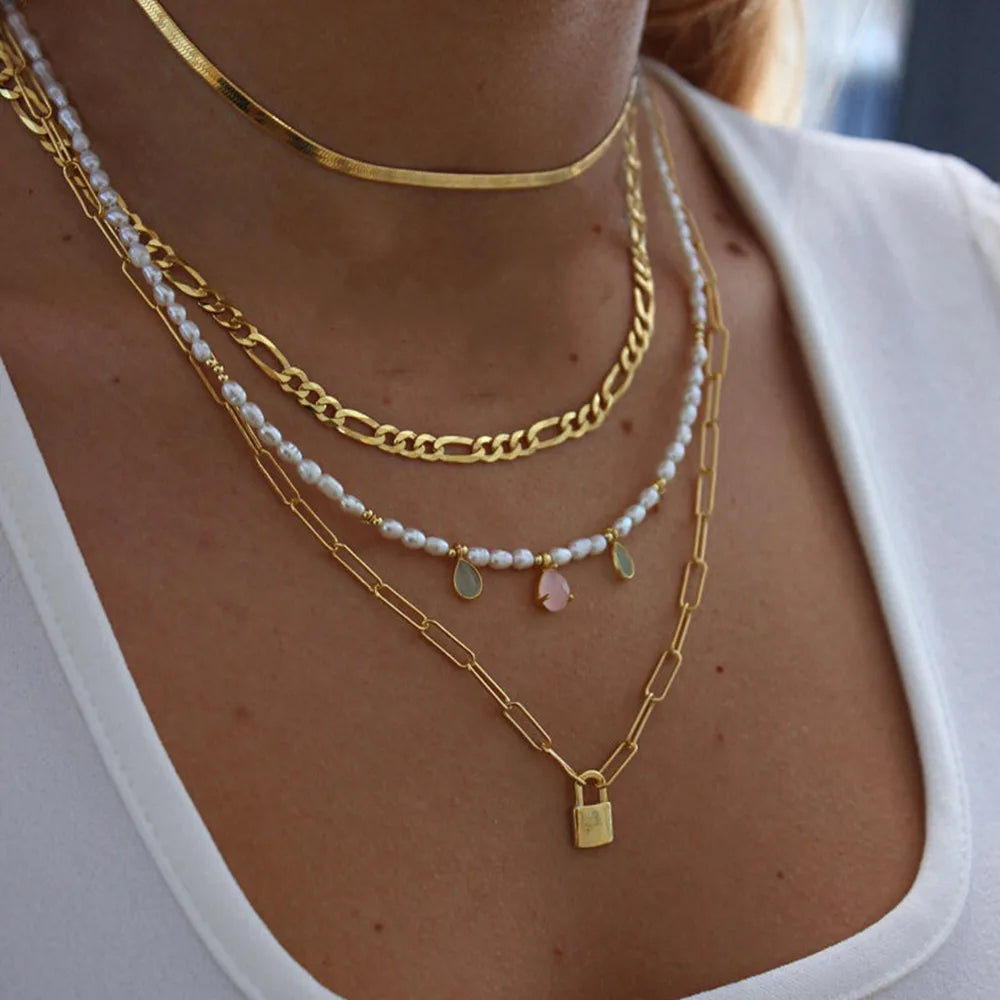 Bohemian Multilayer Handmade Mixed Chain For Woman Fashion Necklaces Water Droplet Crystal Pendant Jewelry Gift 2023 New