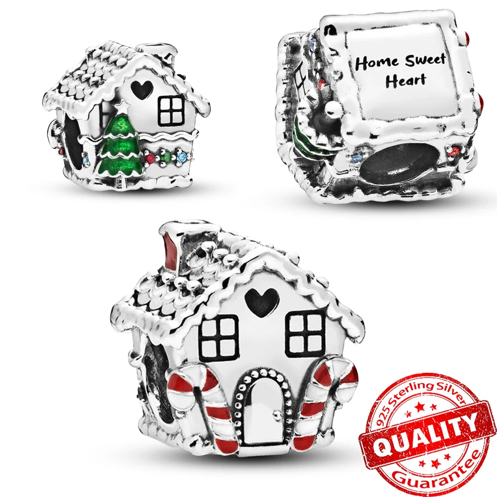 Christmas Series 925 Sterling Silver Gift Box Elk Crystal Ball Love Hot Air Balloon Charms Fit DIY Bracelet Necklace Holiday