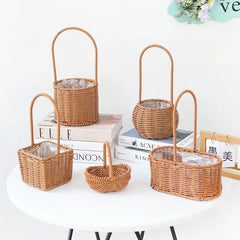 Gift Basket Woven Flower Basket Handmade Flower Basket For Home Wedding Decor Picnic Storage Baskets Rattan Storage Basket