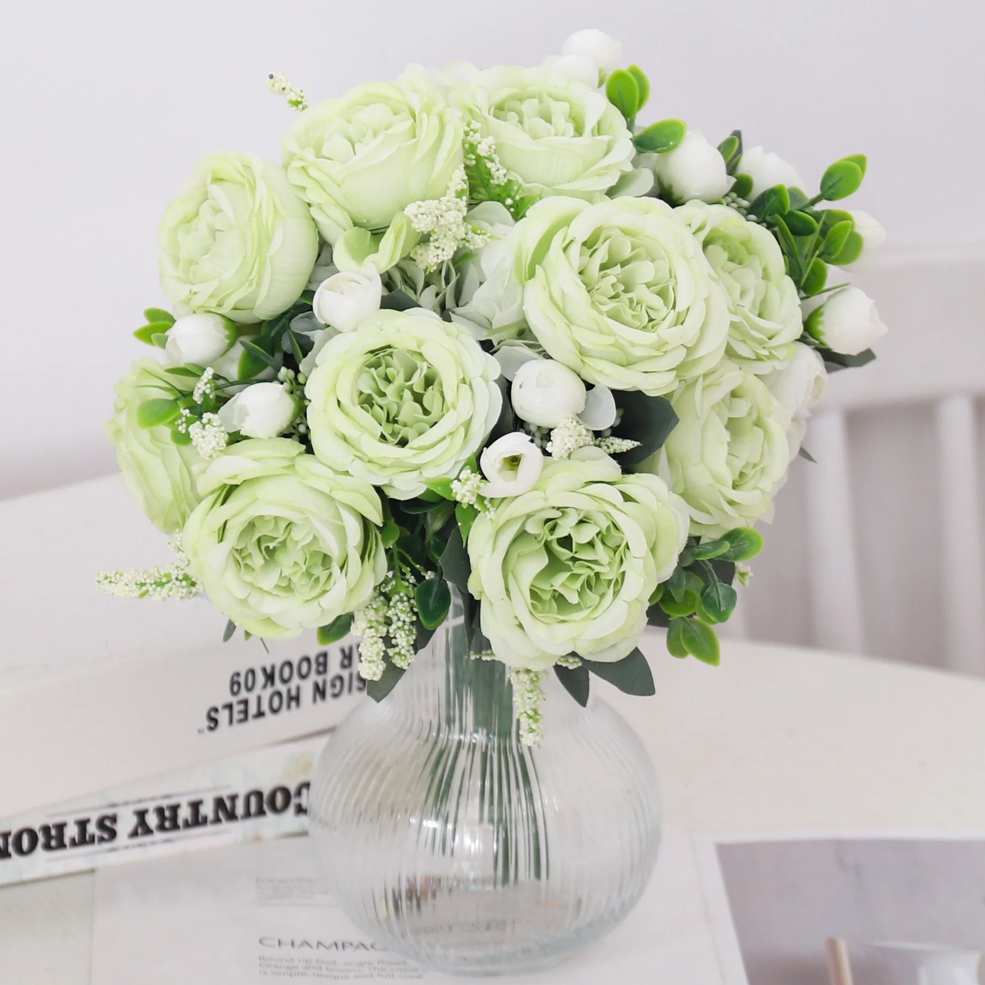 Blue Peony Artificial Flowers Silk High Quality Hydrangeas Bride Bouquet Wedding Home Room Valentine's Day Gift Table Decoration
