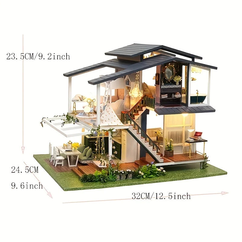 Children's wooden creative handmade DIY small villa toys 14+teenagers' adult birthday gifts for romantic girlfriends' houses