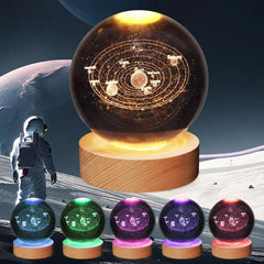 6cm 3D Crystal Christmas Night Light Wooden Base Seven Spectral Colors LED Gift for Boys and Girls