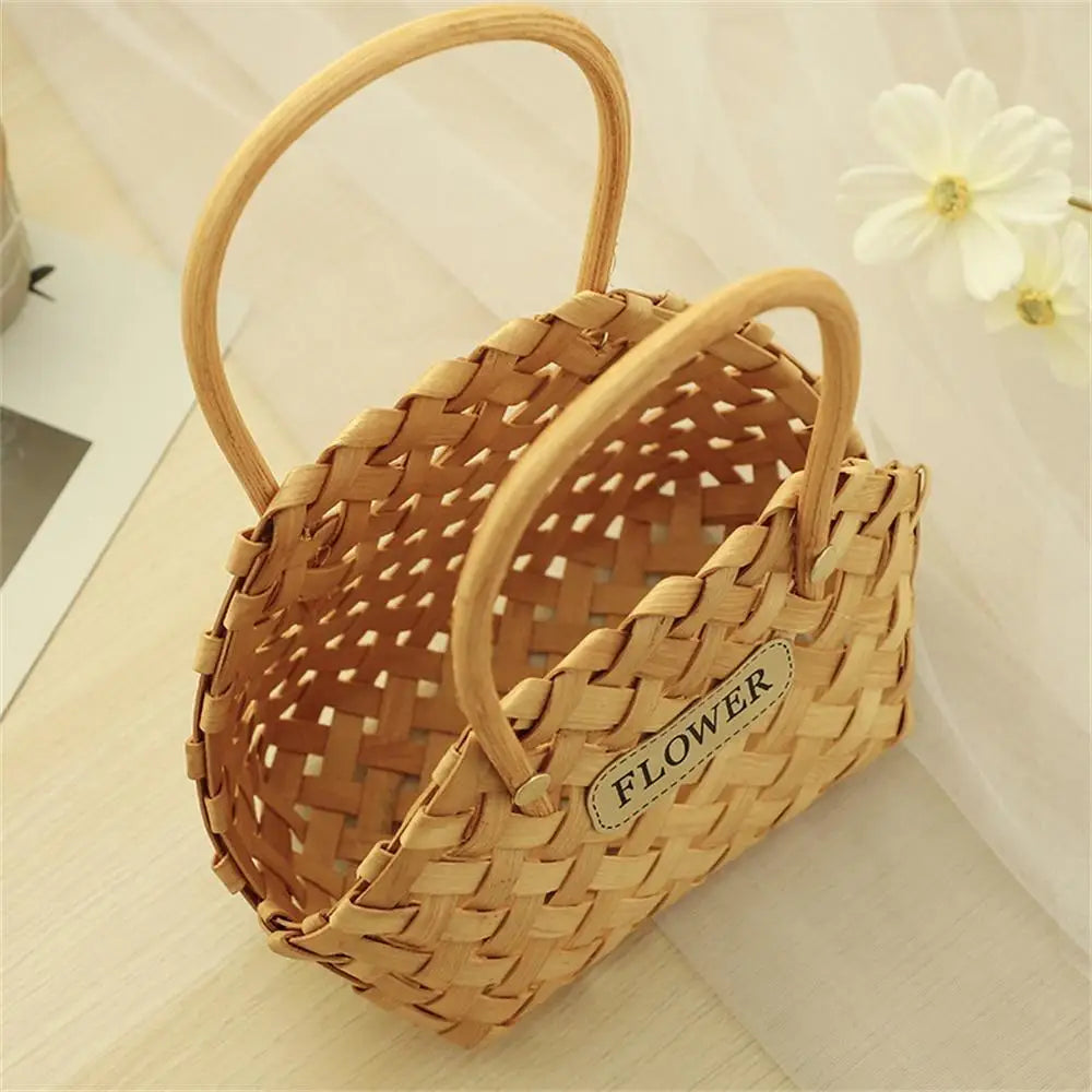 Portable Flower Basket Decorative Multifunctional Cachepot Wicker Or Bamboo 2023 Bamboo Basket Home Decor Girl Storage Basket