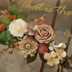Champagne Rose Artificial Flowers Fake Flower   Decor Party Garden Wedding Marriage Decoration Bouquet Garland Accessory Leaves