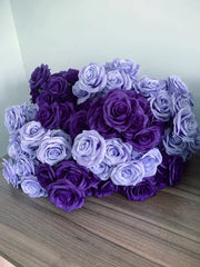9Heads Roses Bouquet Artificial Flower purple dark purple Rose Fake Rose Living Room Decoration Wedding Livingroom decor Love