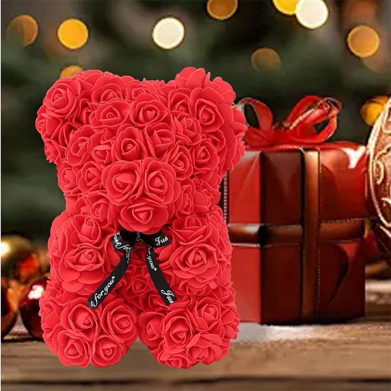 1pc Artificial Rose Bear Flower a Gift for Women Christmas Valentine's Day Birthday Anniversary Supplies  Party Decoration