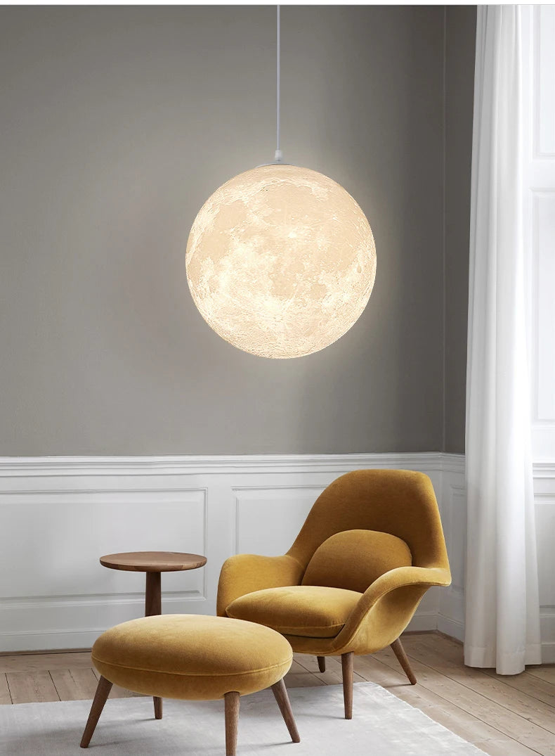 Nordic Ceiling Chandelire 3D Printing Moon Light Children's Room Bedroom Kitchen Pendant Lamp Indoor Decor Planet Small Chandeli