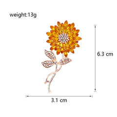 Trendy Sunflower Bee Alloy Zirconia Brooches For Women Girls Gold Color Flower Metal Crystal Jewelry Party Birthday Daily