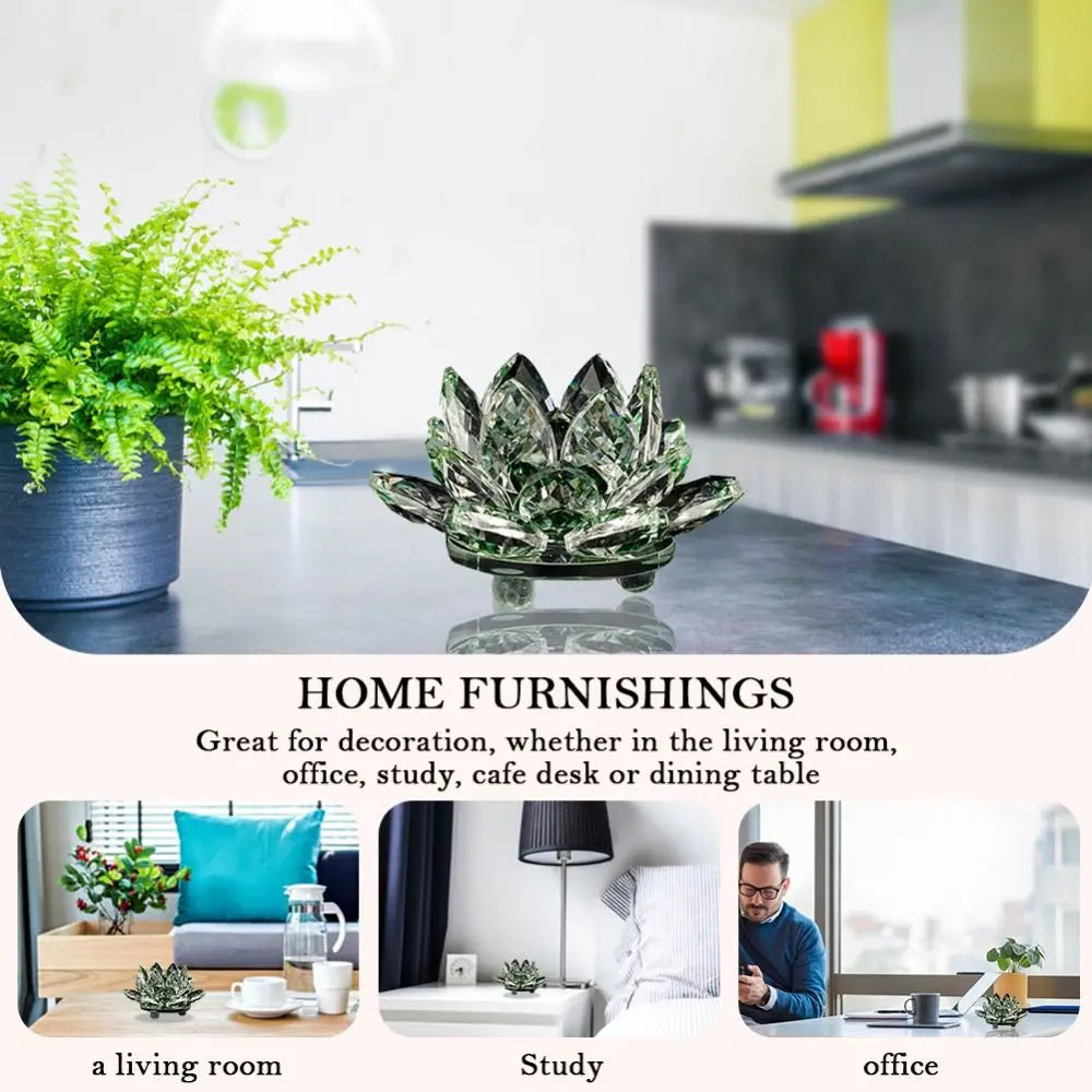 Crystal Lotus Flower Figurine Home Wedding Decoration Glass Craft Collection Paperweight Office Table Ornaments Souvenir Gifts