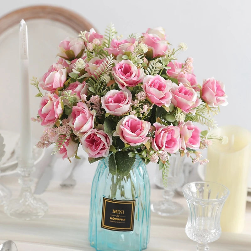 1/3Pcs Artificial Rose Flowers Bouquet for Home Room Decor Fake Flowers Garden Wedding Party Decoration Outdoor Christmas Decor