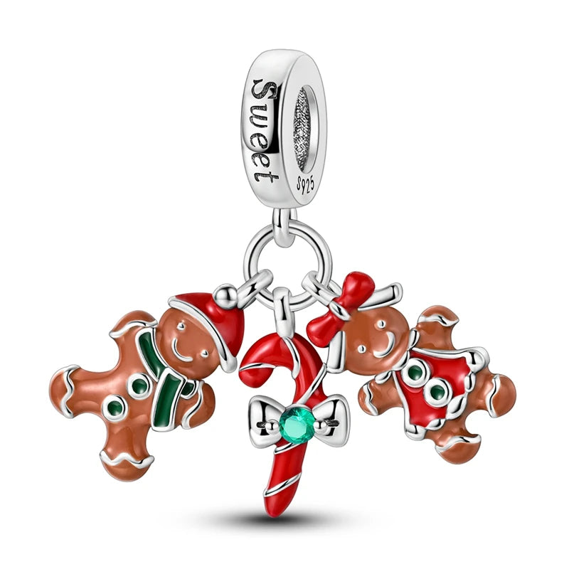 Christmas Series 925 Sterling Silver Gift Box Elk Crystal Ball Love Hot Air Balloon Charms Fit DIY Bracelet Necklace Holiday