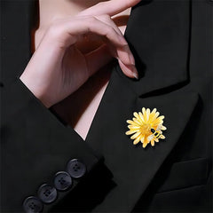 Trendy Sunflower Bee Alloy Zirconia Brooches For Women Girls Gold Color Flower Metal Crystal Jewelry Party Birthday Daily