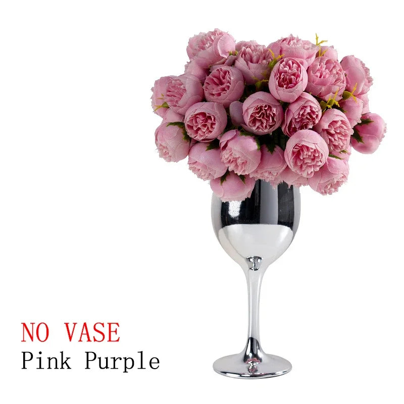 27Heads Peony Artificial Flowers for  Vase DIY Decor Bride Rose Bouquet Fake Flower Wedding Party Centerpieces Decoration Plants
