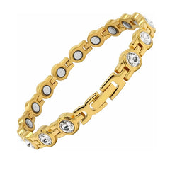 Arthritis Healthy Therapy Energy Hologram Germanium Copper Color Anklets Magnetic Crystal Bracelets for Women Rhinestone Jewelry