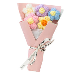 DIY Handwoven Knitted Flowers Bouquet Artificial Flower Knitted Woolen Flowers Woven Birthday Valentine's Day Gift Home Decor