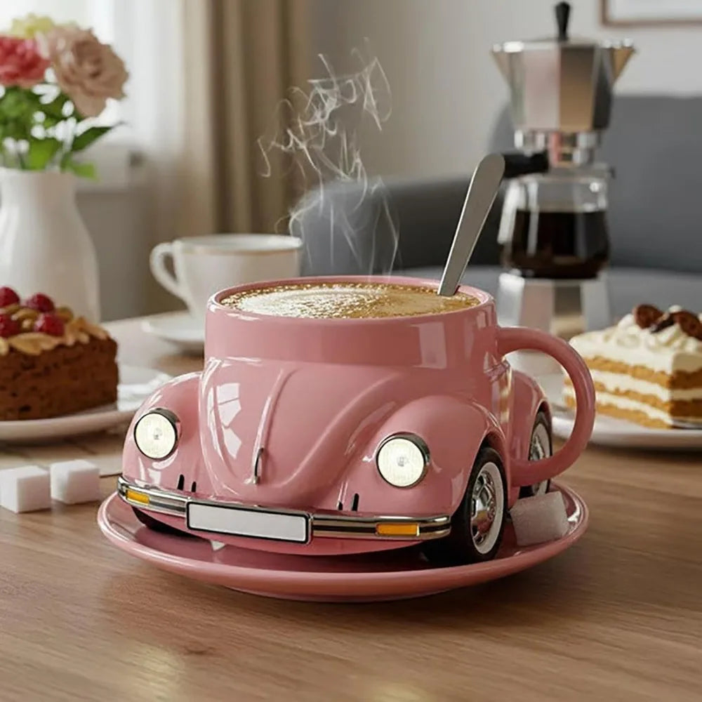 Gifts Funny Beetle Shaped Coffee Mug Unique Handmade Beetle-Shaped Coffee Cup Novelty Car-Shaped Tea Cup for Desktop Ornament