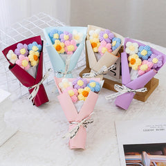 DIY Handwoven Knitted Flowers Bouquet Artificial Flower Knitted Woolen Flowers Woven Birthday Valentine's Day Gift Home Decor
