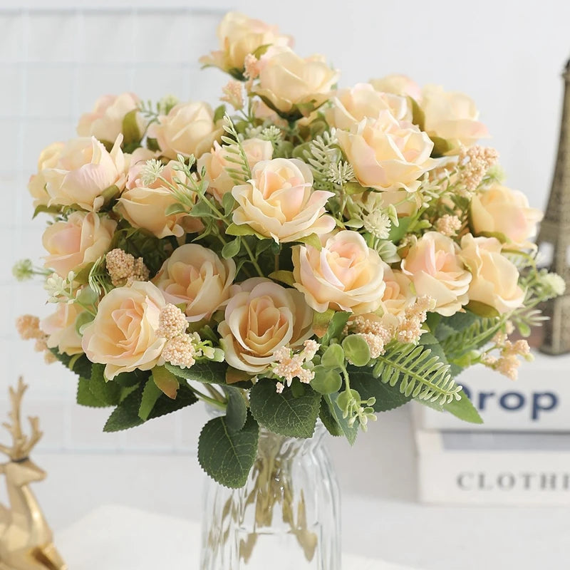 1/3Pcs Artificial Rose Flowers Bouquet for Home Room Decor Fake Flowers Garden Wedding Party Decoration Outdoor Christmas Decor